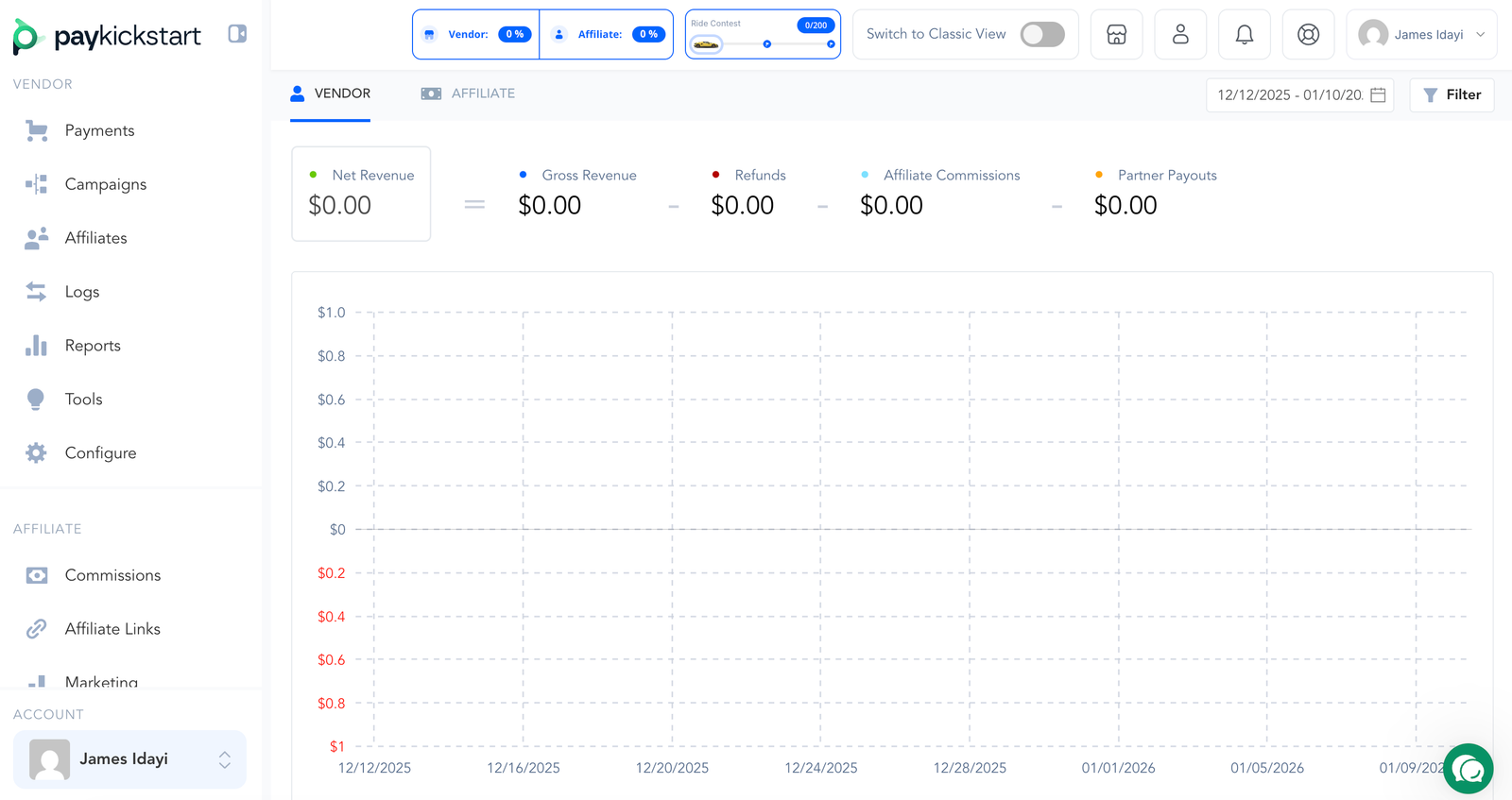 PayKickstart 2.0 Dashboard Interface